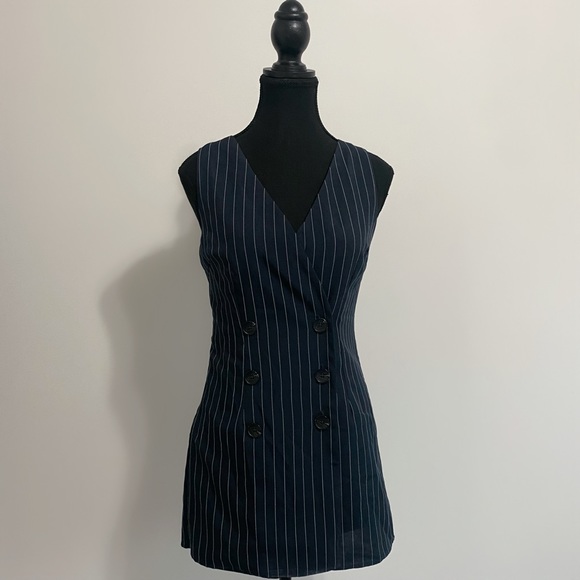 Fashion Nova - Navy Blue Skort Romper - Picture 1 of 9